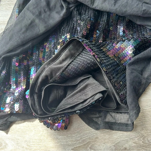 BeBe Lace Sequin  Long Sleeve Romper - Picture 6 of 14